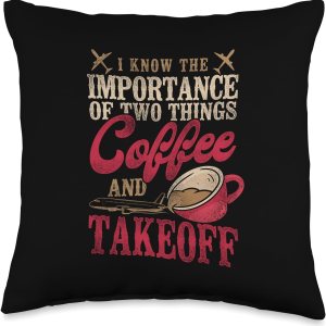 Coffee and Takeoff – Almohada de avión, 16 x 16 pulgadas, multicolor Coffee and Takeoff – Almohada de avión, 16 x 16 pulgadas, multicolor