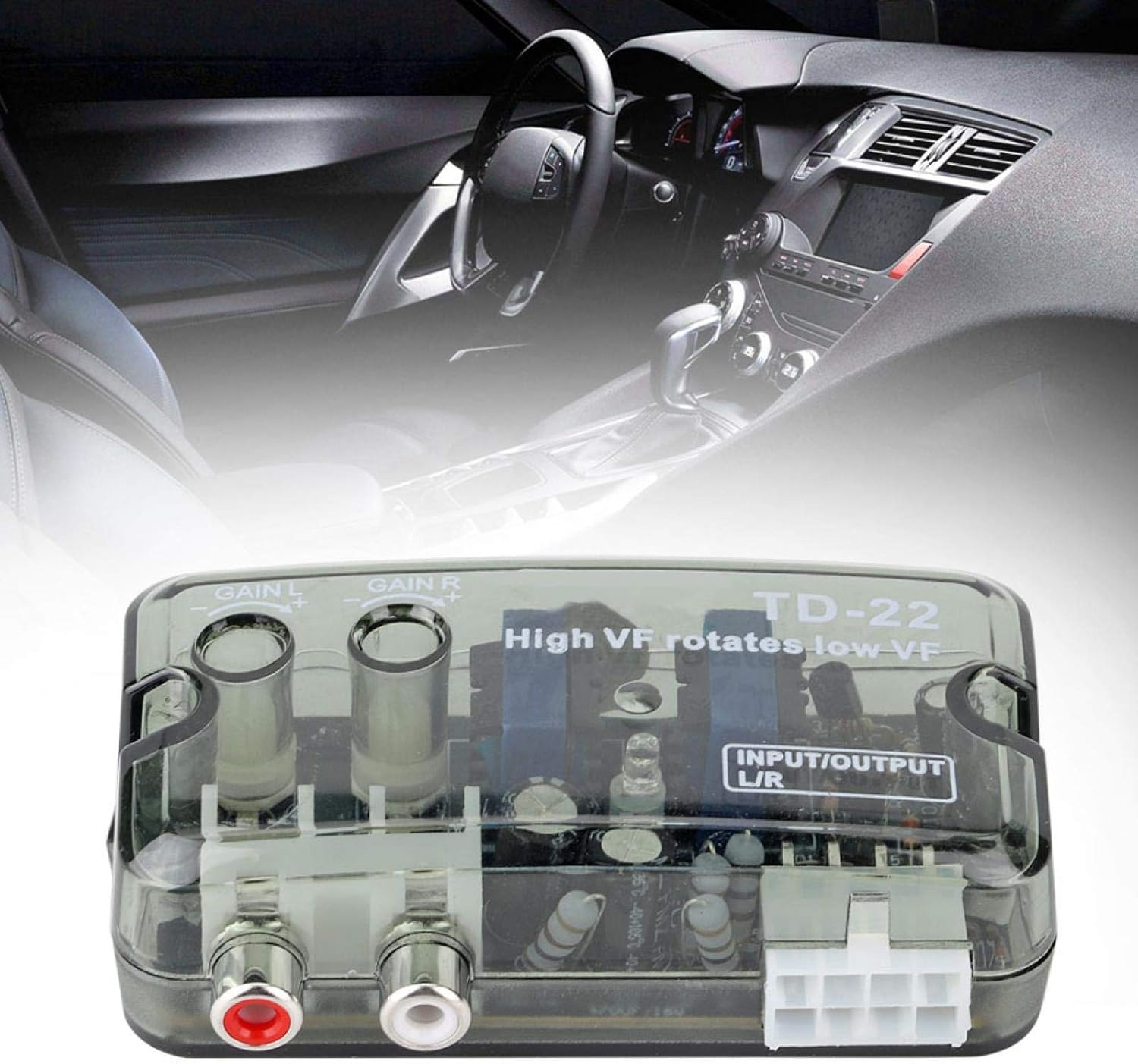 Fydun Convertidor de alto a bajo para audio de coche, convertidor de audio estéreo de alta a baja frecuencia, convertidor de nivel de altavoz con