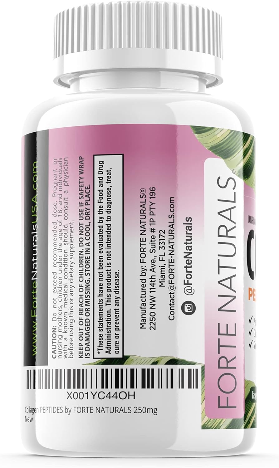 FORTE NATURALS Píldoras de péptidos de colágeno hidrolizados aptas para ceto suplementos de proteína de colágeno hidrolizado orgánico cápsulas de - Imagen 5