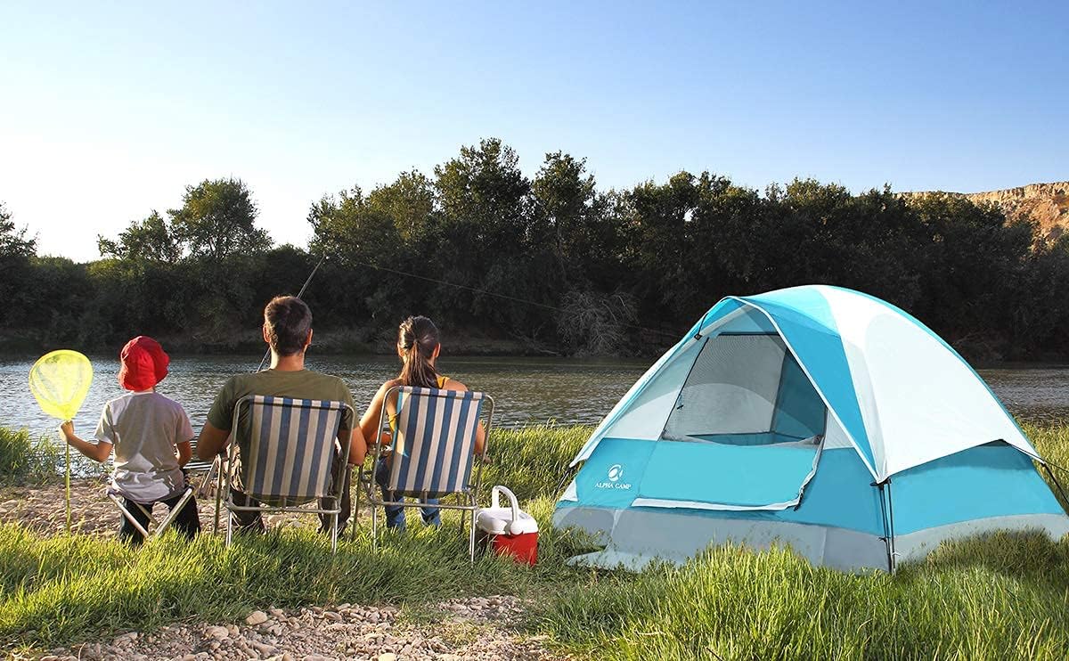 ALPHA CAMP tienda de campaña para 2 o 3personas, con bolsa de transporte, ligera, resistente al agua, portátil, para campamento o senderismo
