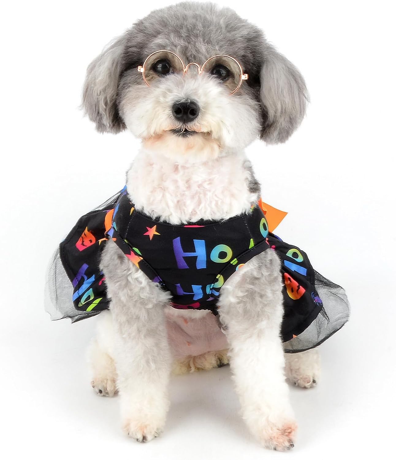 Zunea Vestidos de Halloween para perros pequeños, gatos, calaveras de calabaza, murciélagos, patrón de cachorro, disfraces de Halloween, vestido