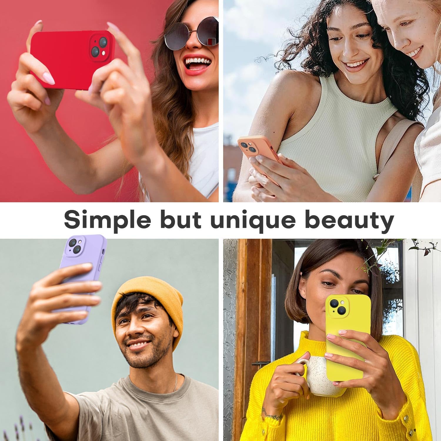 LOVE 3000 Funda compatible con iPhone 15, cámara de cobertura completa de silicona suave, protección contra caídas de 8 pies, forro de microfibra