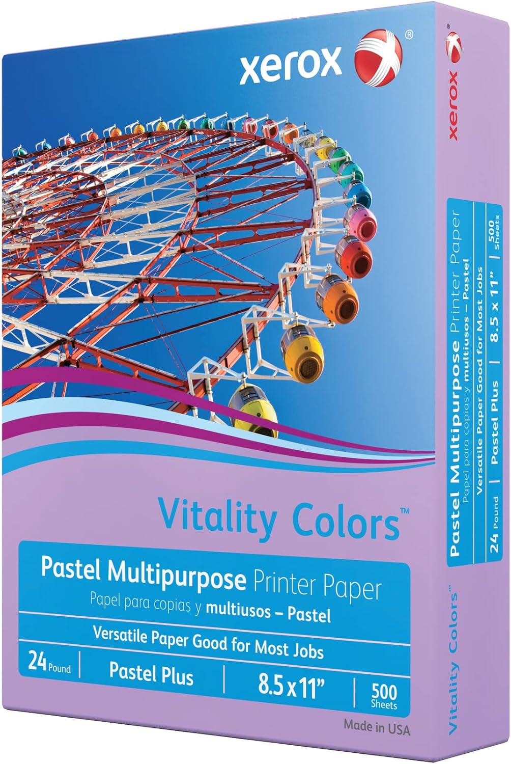 Xerox Vitality Colors Pastel Plus Color Impresora multiusos y papel de copia, lila, letra (8.5 x 11 pulgadas), 500 hojas por Rea