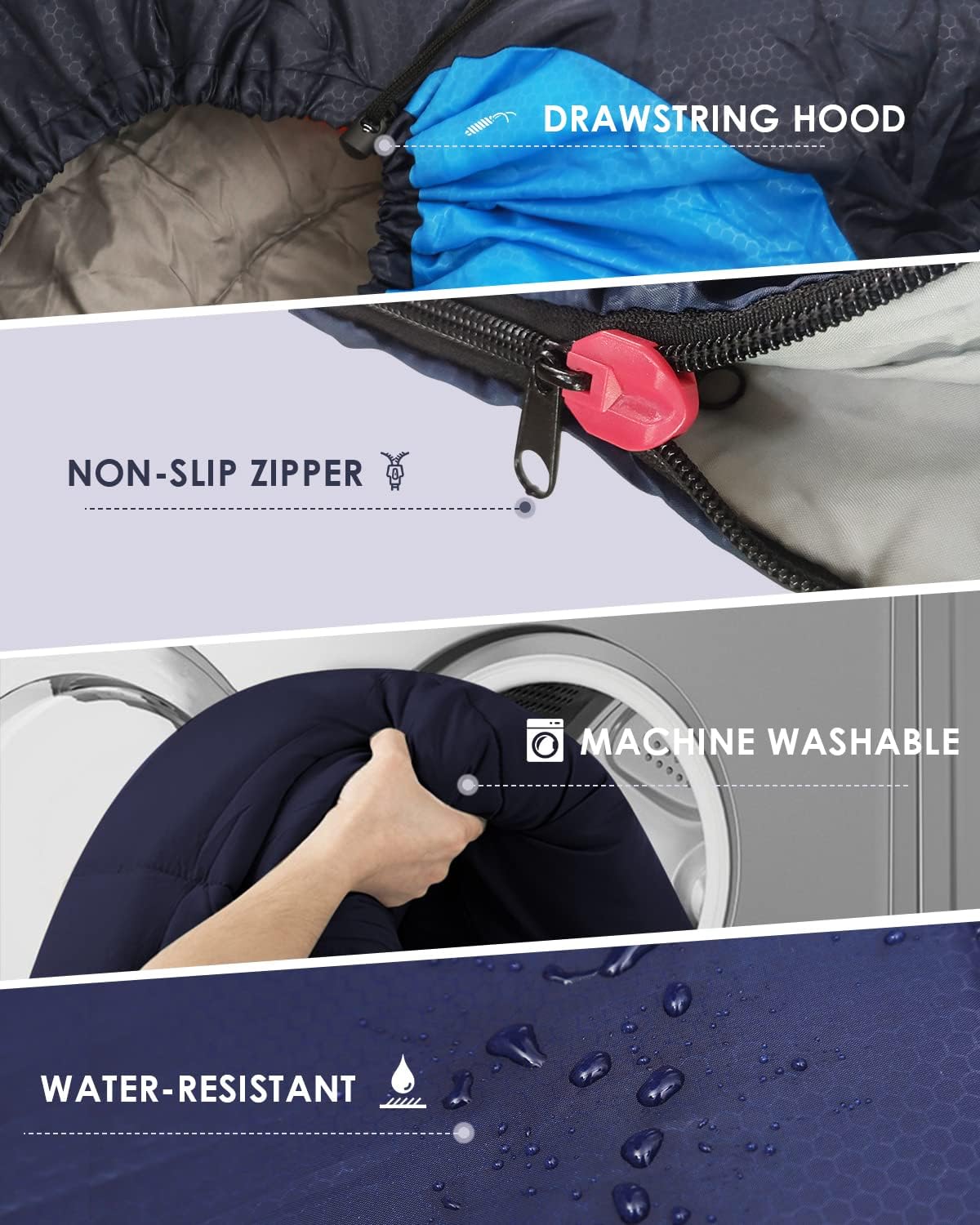 Saco de dormir, para mochila, ligero, impermeable, para clima frío, campamento, senderismo, viajar, cacería, con bolsa de compresión, para adulto y