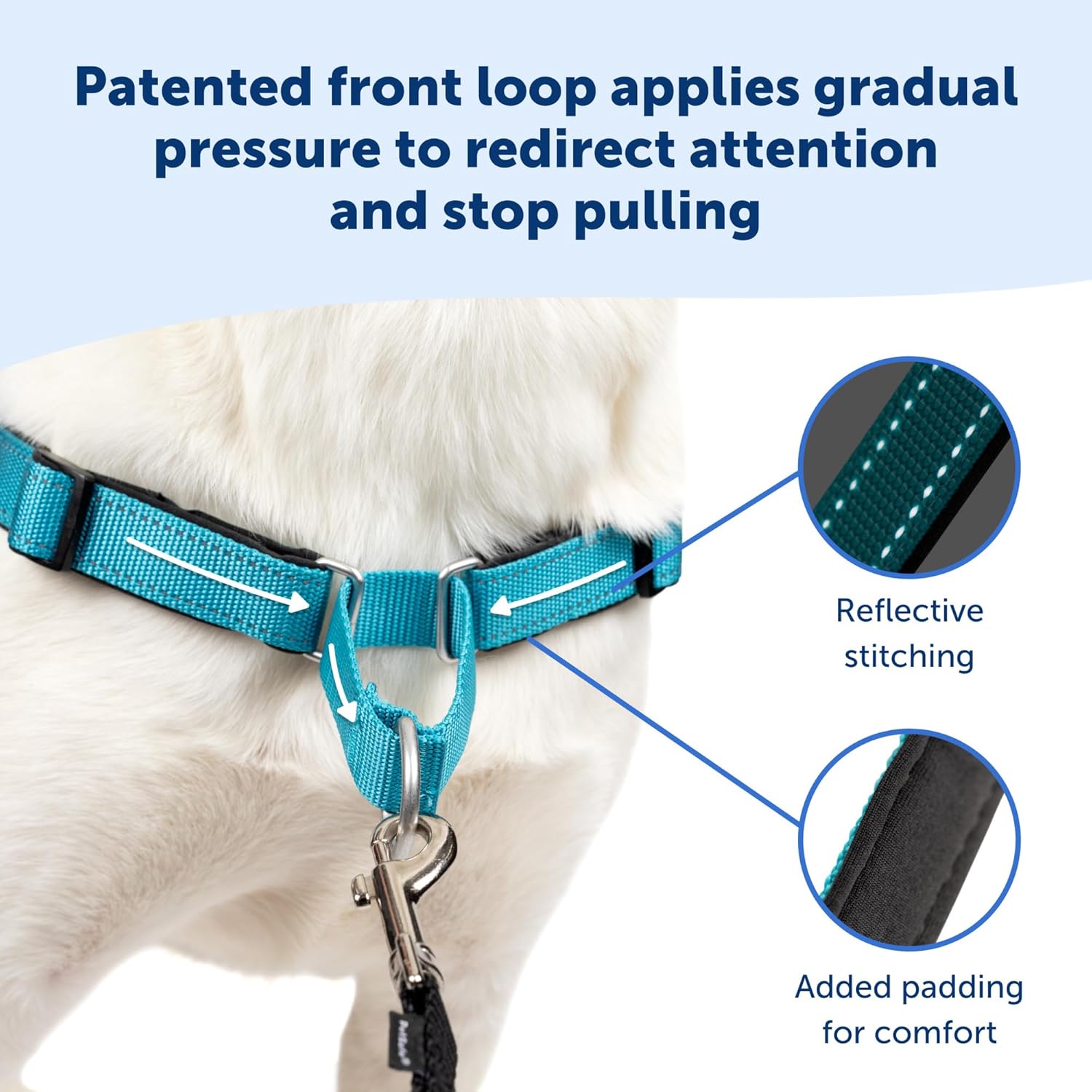 PetSafe Deluxe Easy Walk – Arnés de adiestramiento anti tirones para perros, con anillo en D, arnés reflectante para mejor visibilidad y cómodo