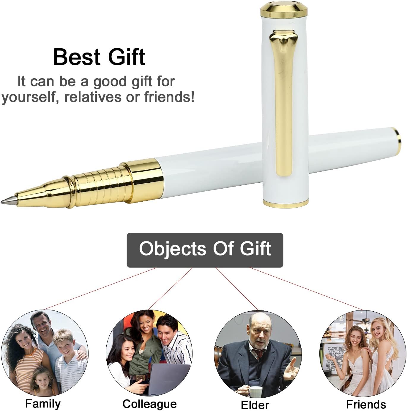 Bolígrafo de lujo, línea de recambio negro, ancho de 0.020 in, el mejor regalo de bolígrafo de oficina para hombres y mujeres, ejecutivo