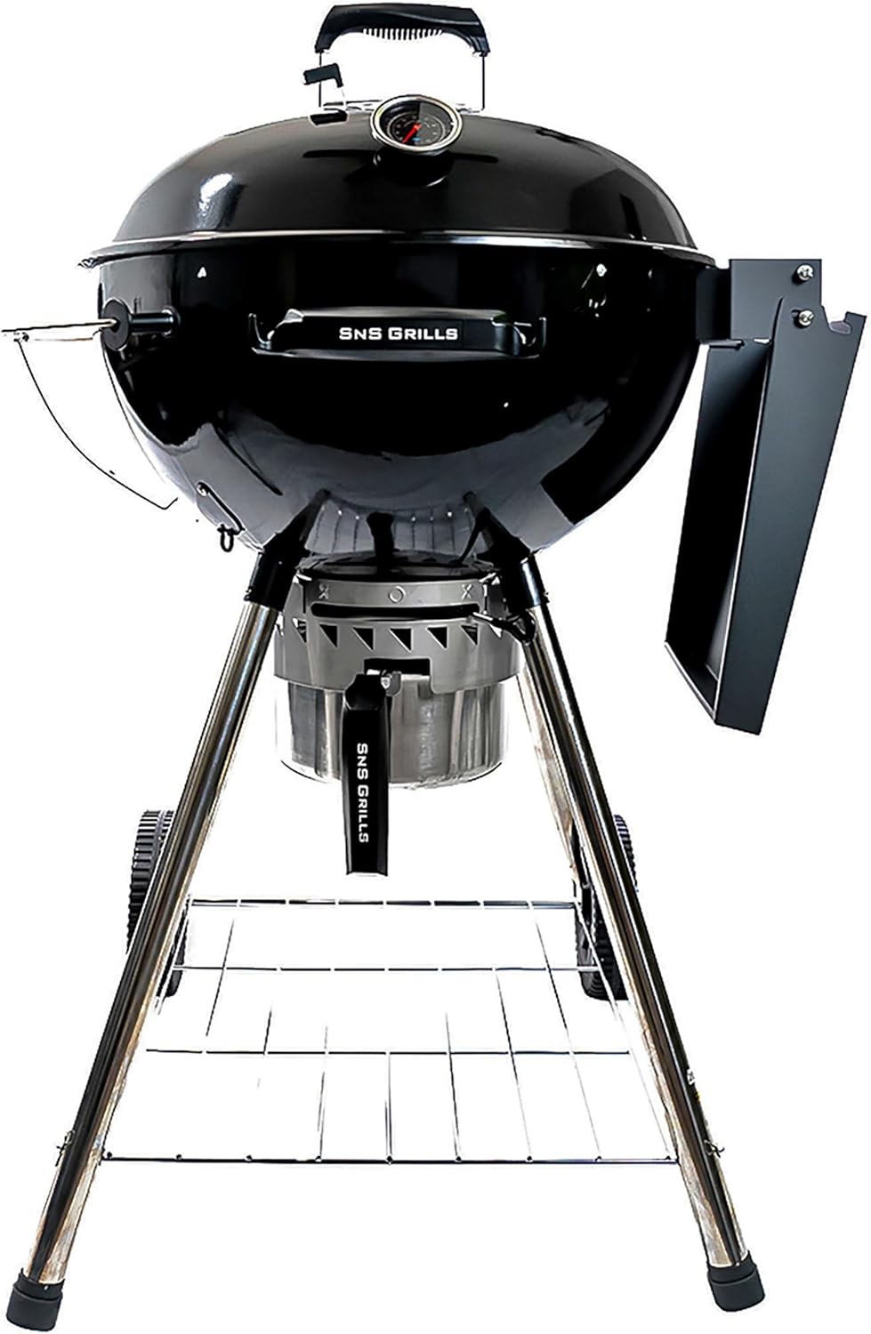 SnS Grills Slow ‘N Sear – Parrilla de hervidor con inserto de lujo y rejilla de fácil giro para cocinar a la parrilla de carbón de dos zonas, ahumar