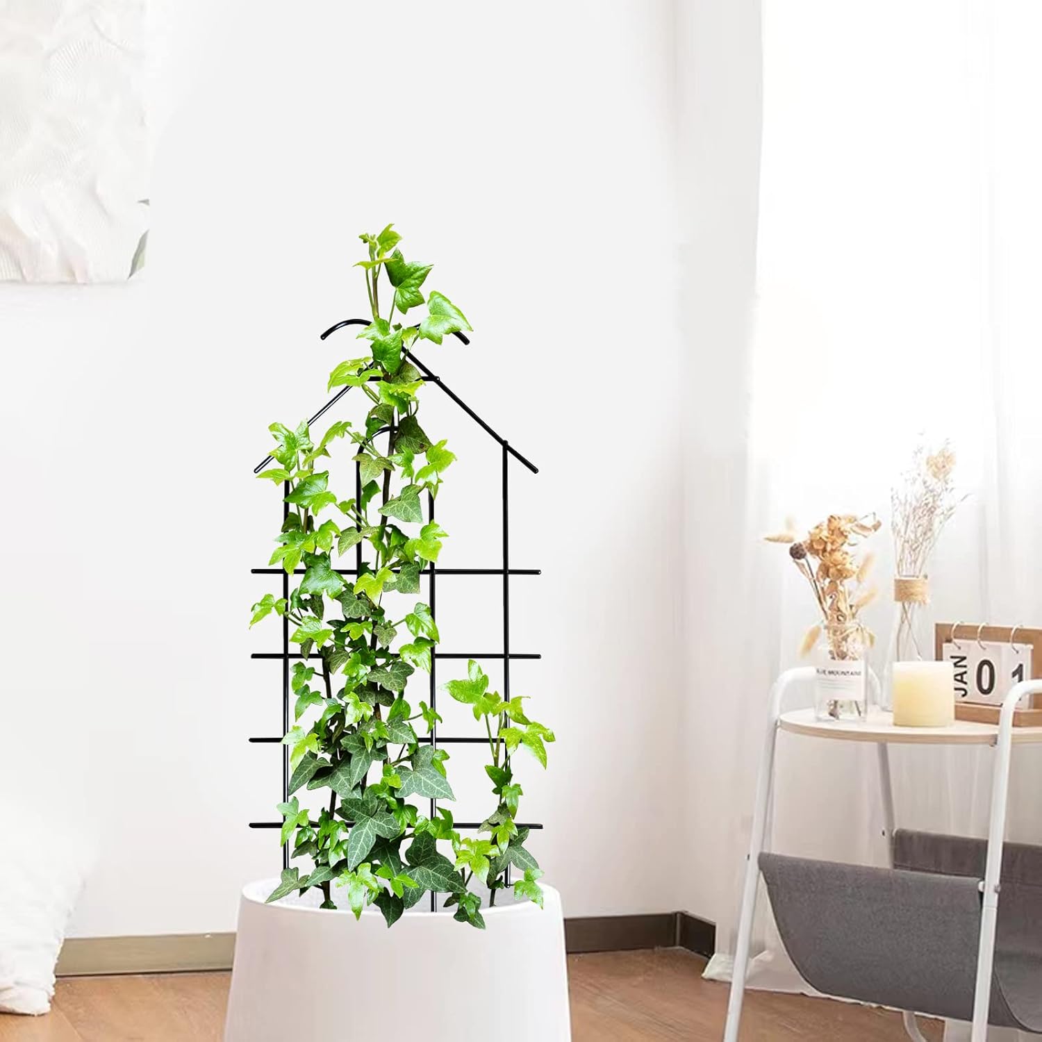 Enrejado de metal para jardín de 24 pulgadas para plantas trepadoras, enrejado resistente para plantas en maceta, plantas de interior, enredaderas