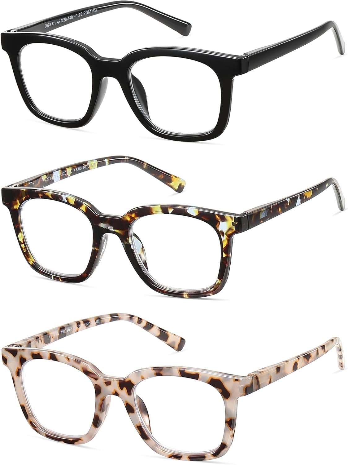 LKEYE Gafas de lectura de gran tamaño para las mujeres con bloqueo de luz azul cuadrado lector de computadora elegante irrompible grandes gafas