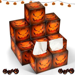 Yeaqee Paquete de 12 pañuelos faciales de Halloween con 80 hojas de pañuelos de viaje de 2 capas por caja, cajas de pañuelos faciales cuadrados de Yeaqee Paquete de 12 pañuelos faciales de Halloween con 80 hojas de pañuelos de viaje de 2 capas por caja, cajas de pañuelos faciales cuadrados de