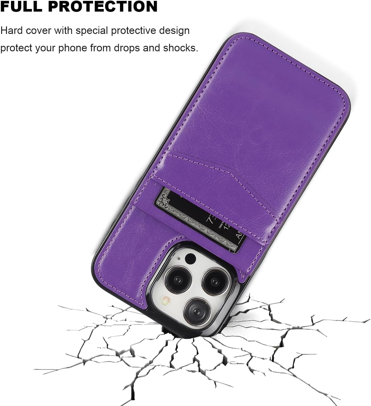 KIHUWEY Funda compatible con iPhone 15 Pro Max con soporte para tarjeta de crédito, cierre magnético de cuero de alta calidad, función atril, funda