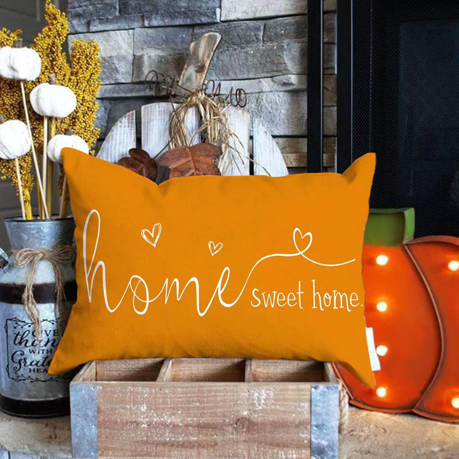 Juego de 2 fundas de almohada de otoño de 12 x 20 pulgadas, fundas de almohada lumbar para decoración de otoño de casa rural para sofá