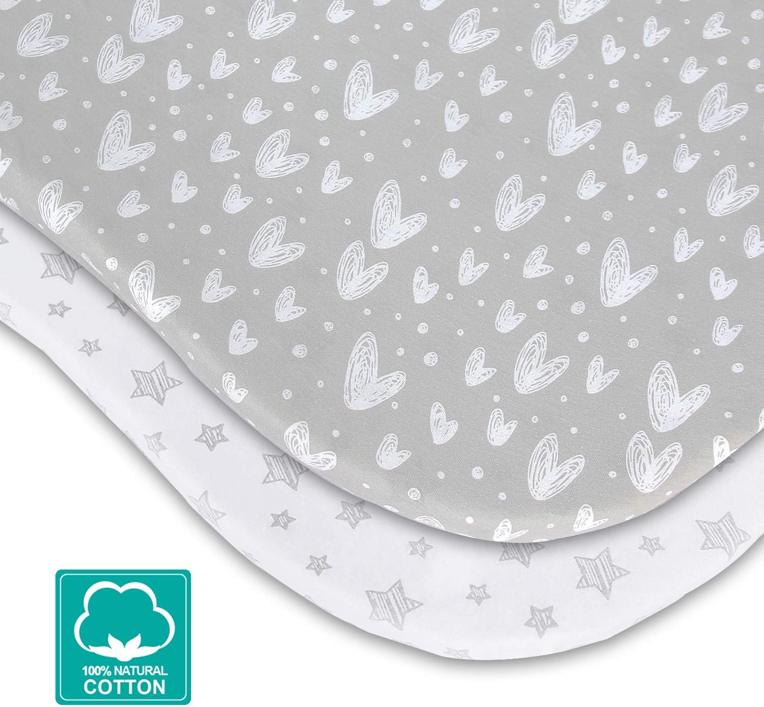 Pack and Play Sábanas compatibles con ADOVEL, BabyBond y ELEMARA 4 en 1 moisés para bebé, 2 unidades, sábanas bajeras 100% algodón jersey,