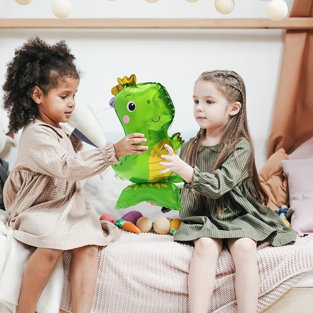Globo de dinosaurio de dragón de tanystropheus de pie verde 3D para niños, tema del mundo de animales de la selva, inflable, decoración de globos de