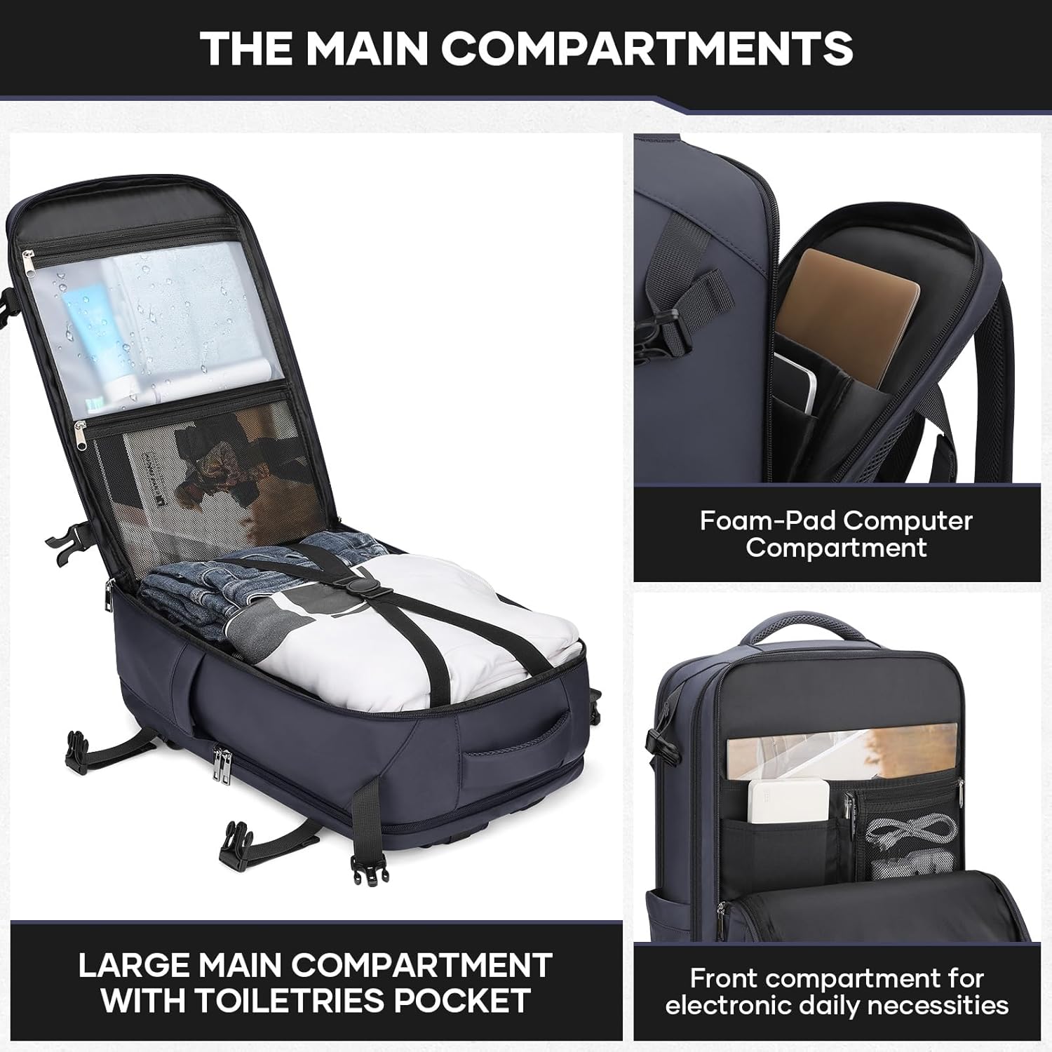 Maelstrom Mochila de viaje para hombres y mujeres, mochila de mano de 35 litros para viajar en avión, con bolsa de cinturón de moda, mochila casual