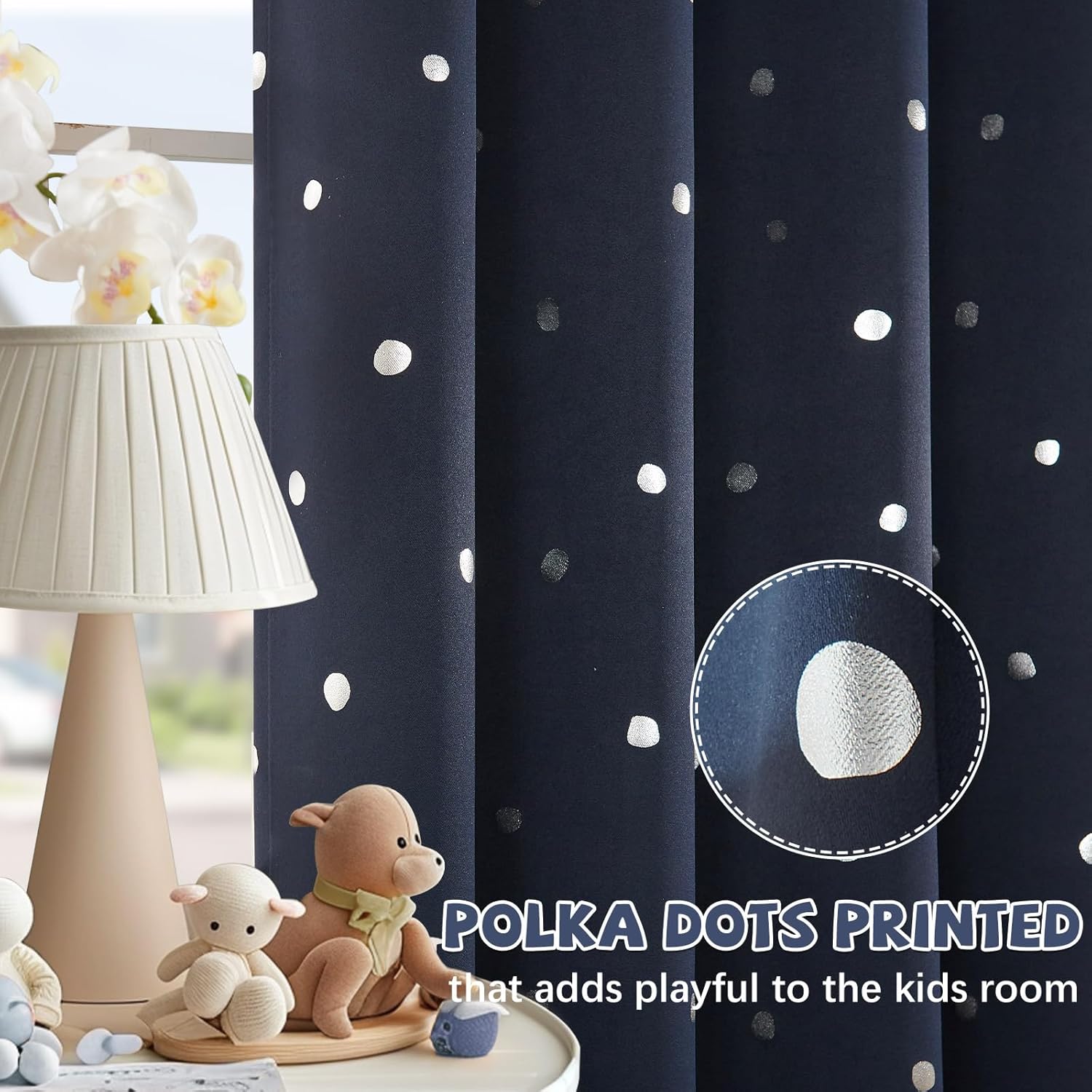 jinchan Cortinas opacas para dormitorio de niños, con aislamiento térmico para oscurecer la habitación, con ojales en la parte superior, cortinas de