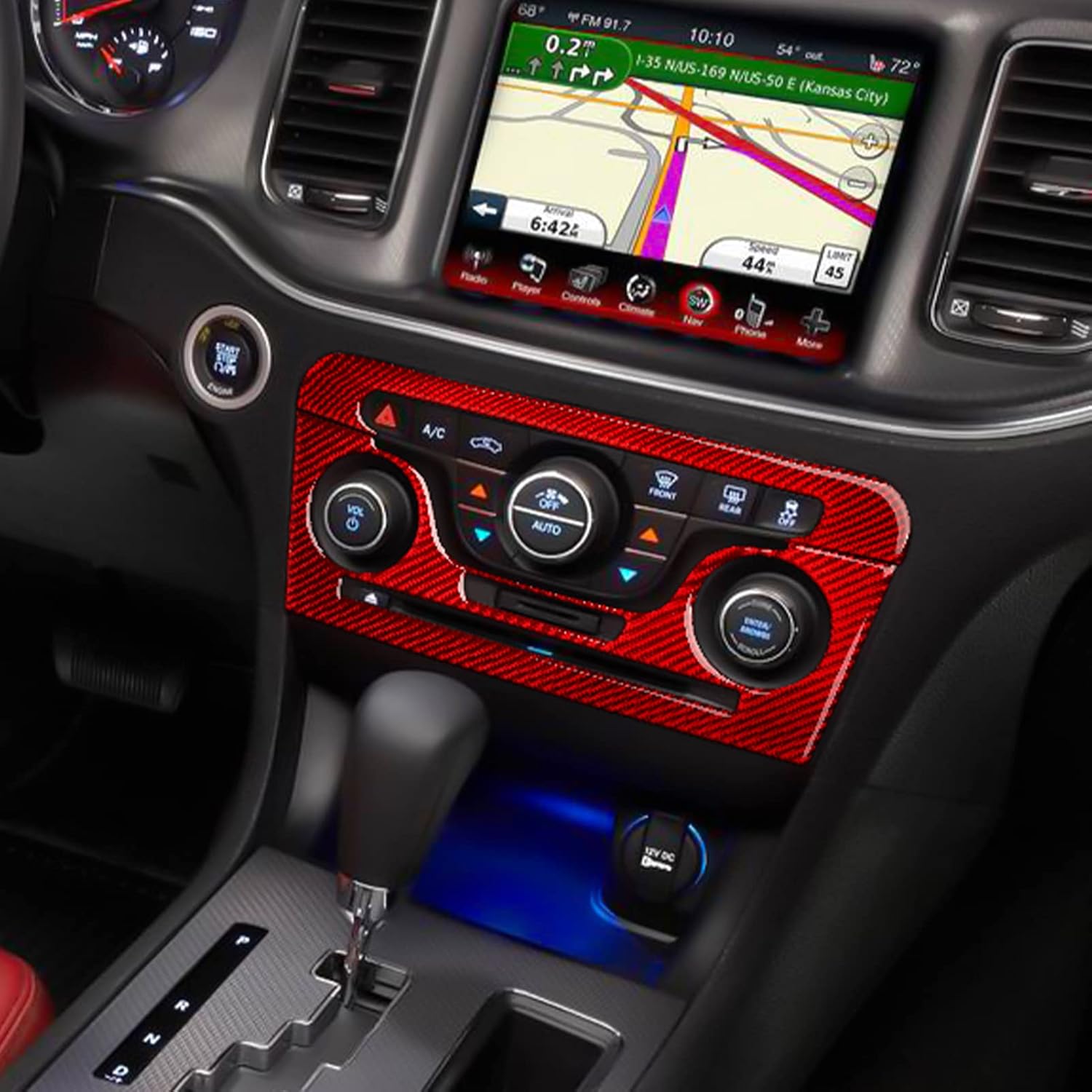 BRMYL Coche aire acondicionado interruptor de volumen central control calcomanías para 2011 2012 2013 2014 Dodge cargador accesorios fibra carbono