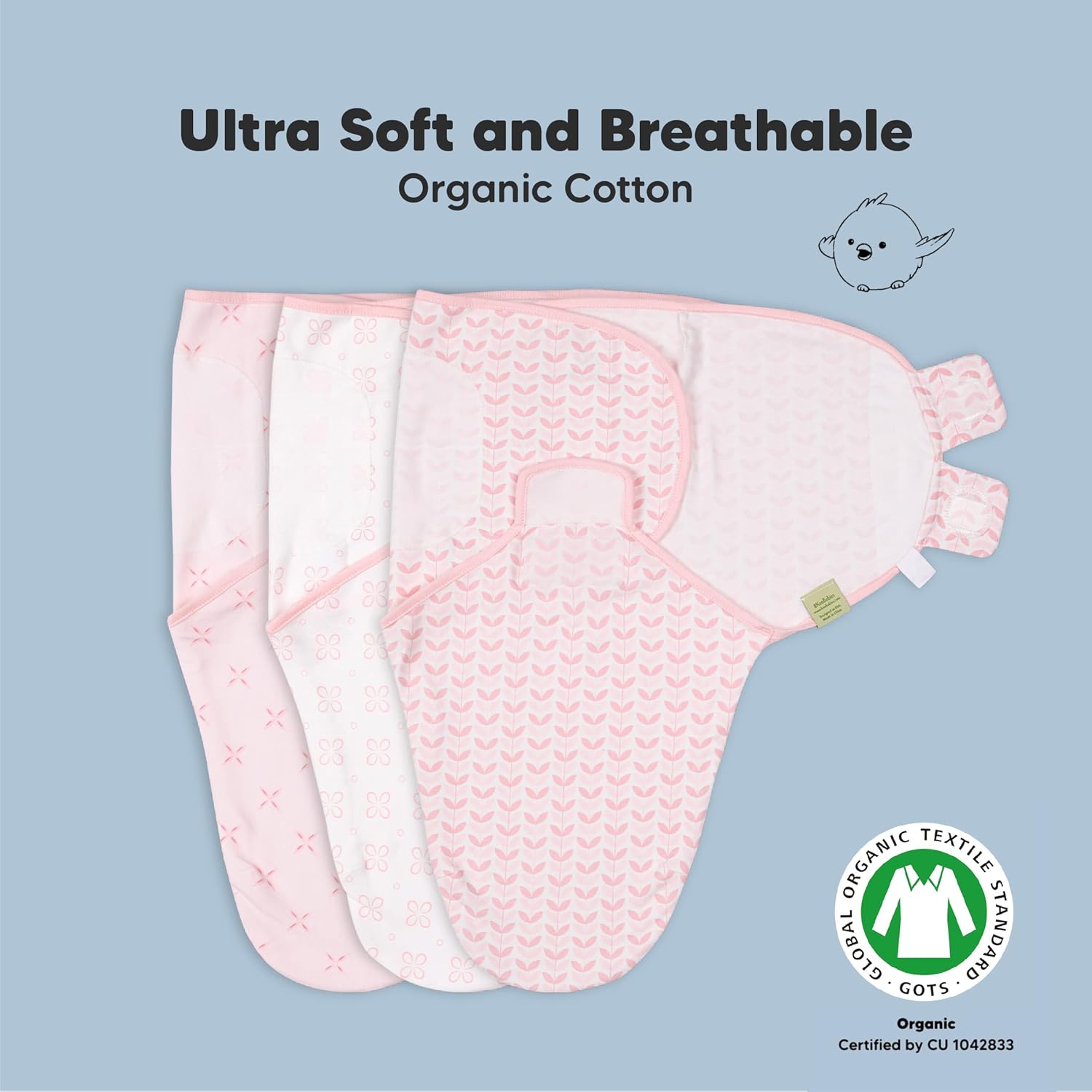 KeaBabies Cambiador de pañales portátil y paquete de 3 sacos de dormir para bebé, tapete cambiador plegable impermeable para bebé, manta orgánica
