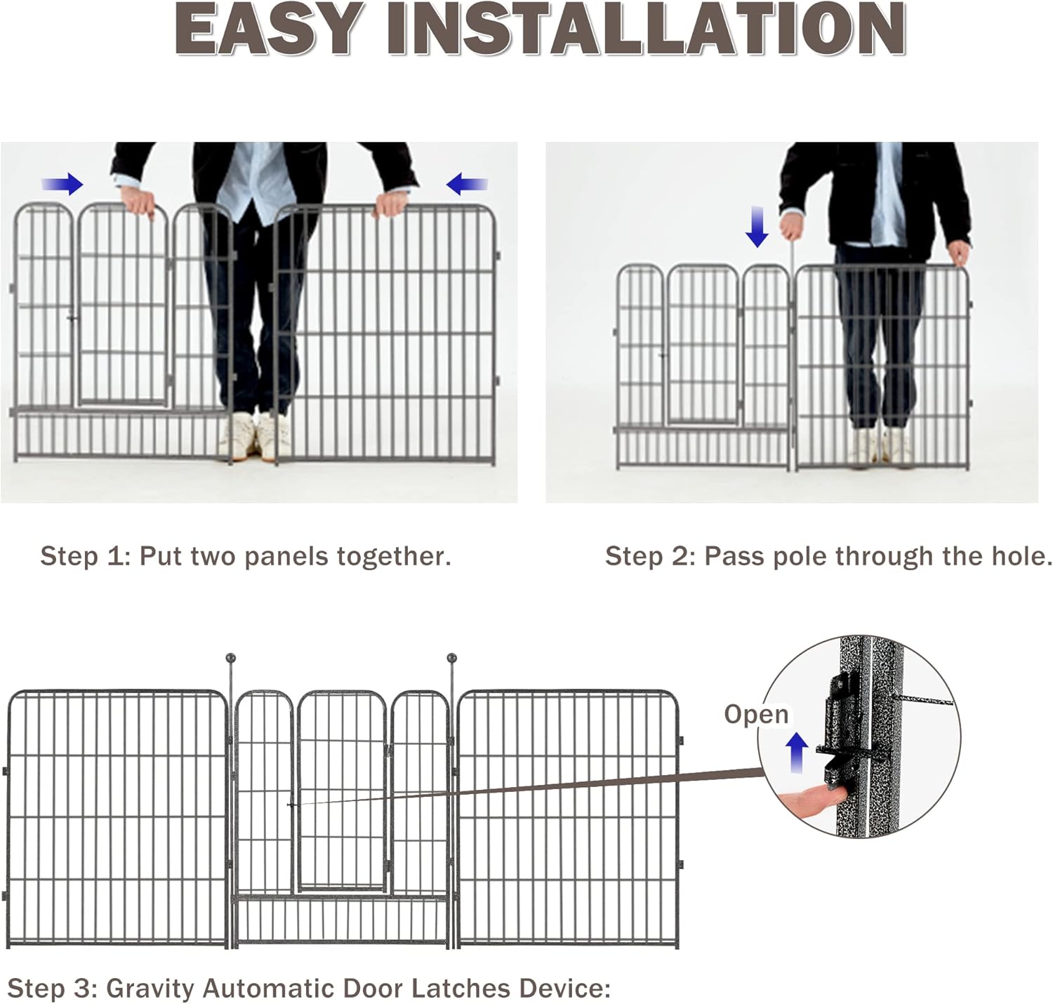 Corralito de metal para perros de 32 paneles de 24 pulgadas de altura, corral de ejercicio con 4 puertas para perros pequeñosmedianosmedianos, patio