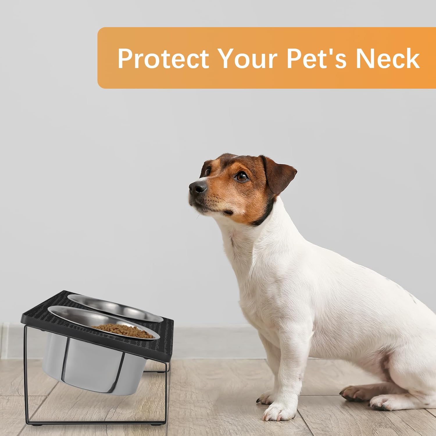 Cuencos elevados para perros con 2 cuencos elevados de acero inoxidable para alimentos inclinados para perros medianos y gatos, soporte para comida
