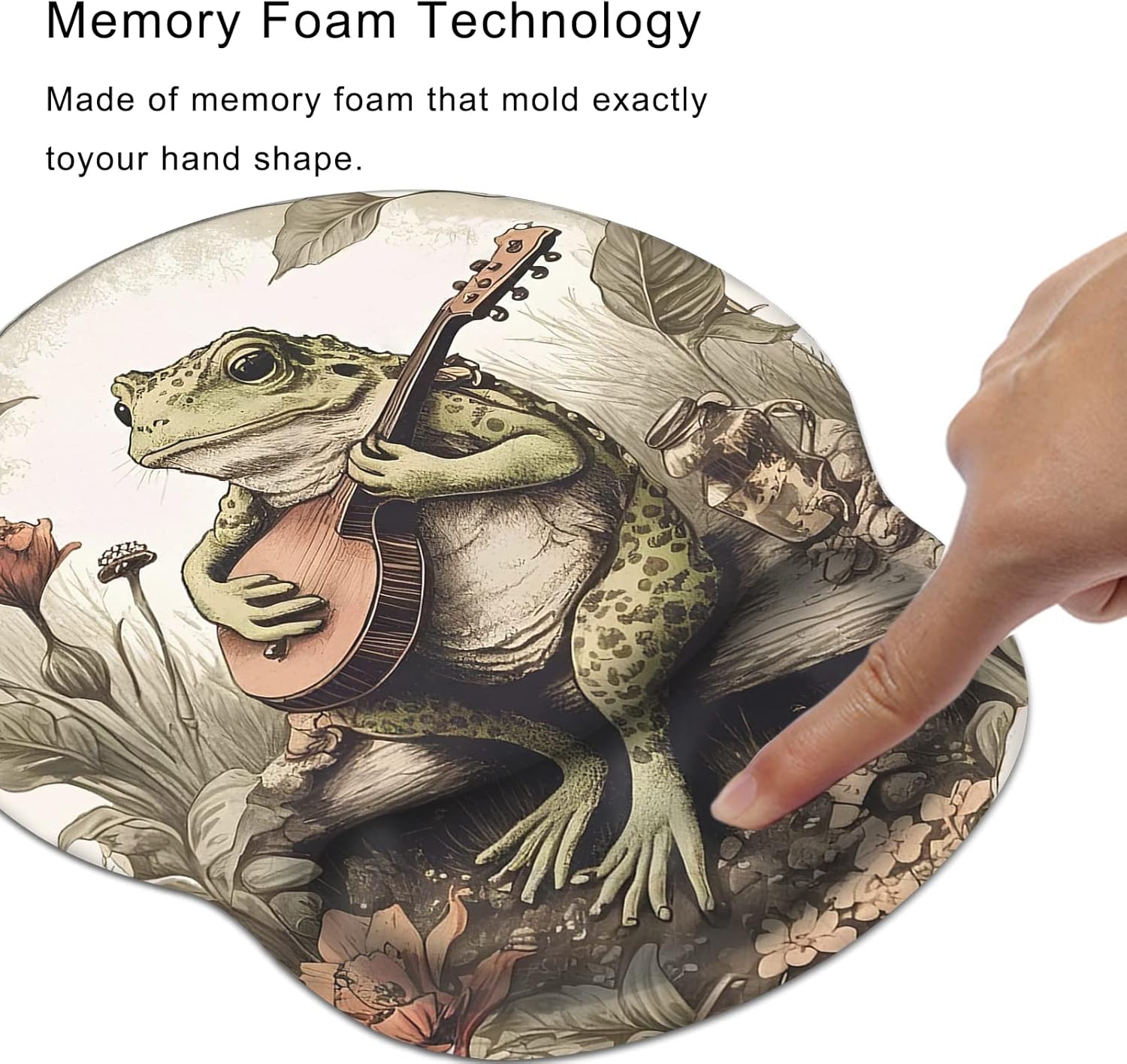 Hippie Frog – Alfombrilla de mouse con soporte de muñeca, alfombrilla ergonómica para mouse con base de goma antideslizante, alfombrilla de mouse