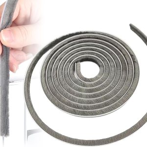 Cinta deslizante de 16 pies (16.4 ft) 196 pulgadas para ventanas y puertas, cinta de extractor de corriente, tira de sellado de cepillo, burlete de Cinta deslizante de 16 pies (16.4 ft) 196 pulgadas para ventanas y puertas, cinta de extractor de corriente, tira de sellado de cepillo, burlete de