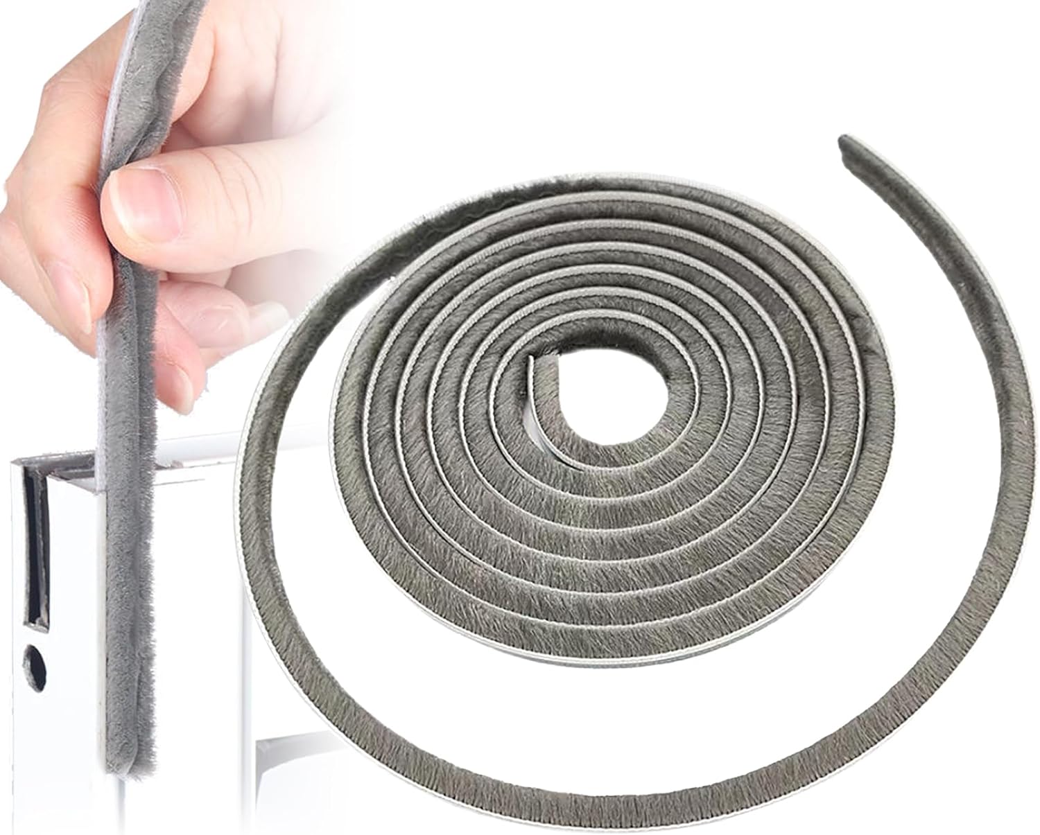 Cinta deslizante de 16 pies (16.4 ft) 196 pulgadas para ventanas y puertas, cinta de extractor de corriente, tira de sellado de cepillo, burlete de