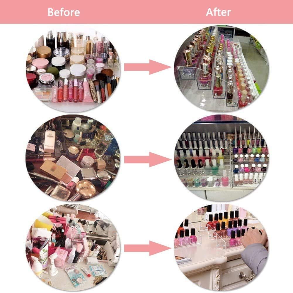 Soportes de exhibición de acrílico de 3 niveles para aceites esenciales, organizador de lápiz labial, esmalte de uñas, estante para tocador,