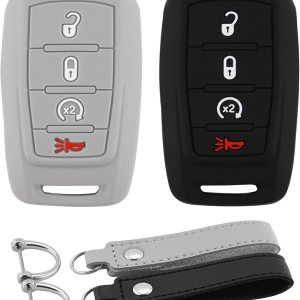 Llaveros de protección de cubiertas completas de silicona (paquete de 2), Negro + gris Llaveros de protección de cubiertas completas de silicona (paquete de 2), Negro + gris