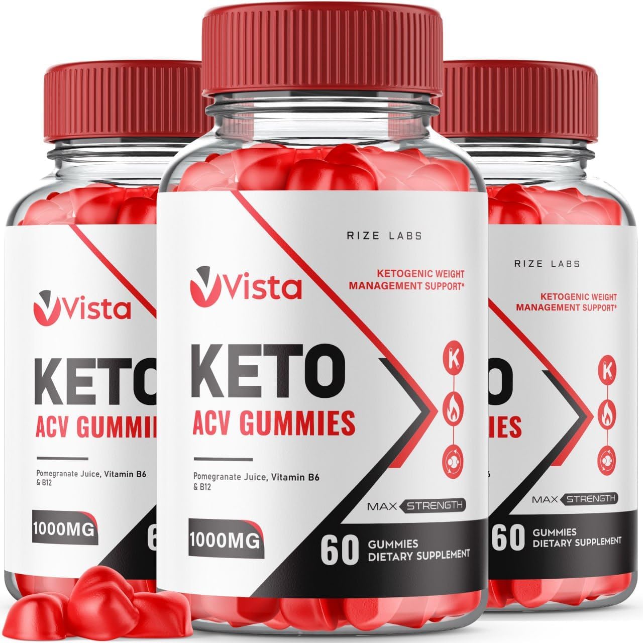 Paquete de 3 gomitas Vista Keto ACV, Gomitas Vista Keto+ACV para pérdida de peso avanzada, suplemento VistaKeto, Gomitas Vista de máxima fuerza,