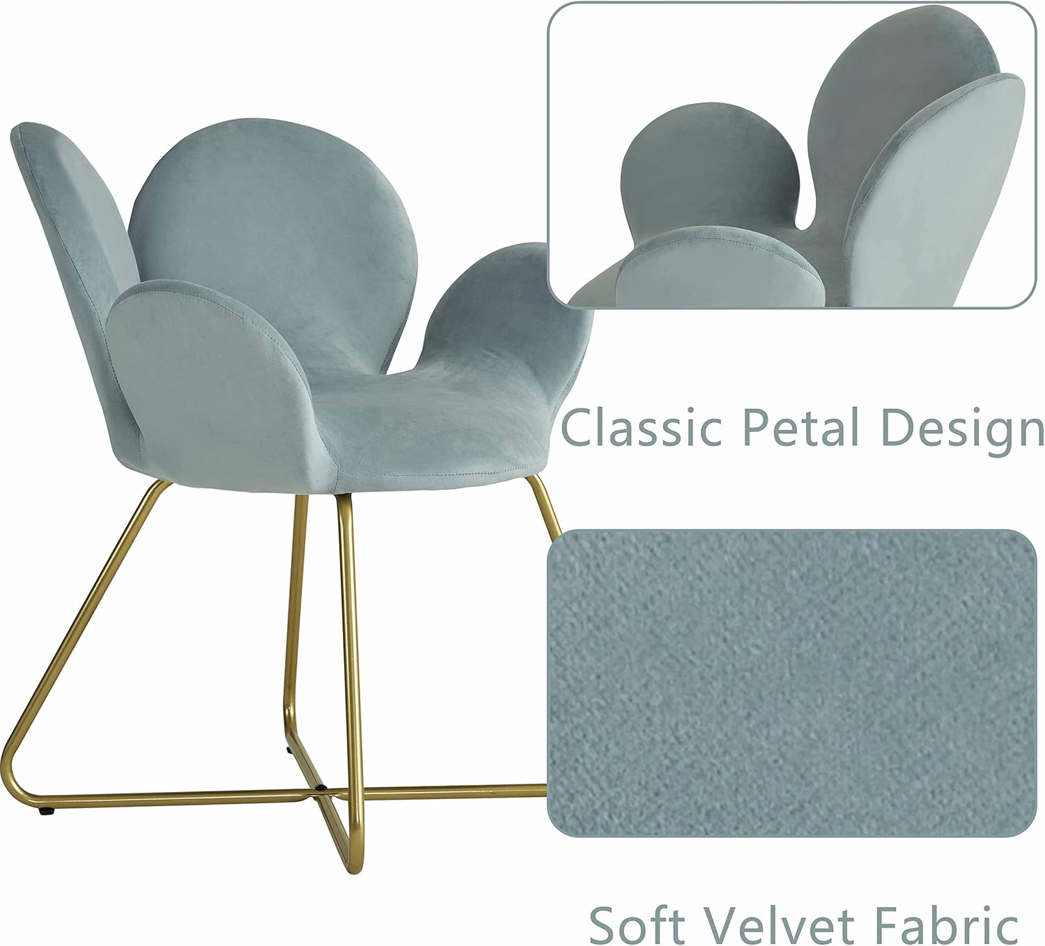 ANOUR Sillas decorativas modernas de terciopelo, sillas de sala de estar con patas de metal dorado, sillas de tocador tapizadas, sillones