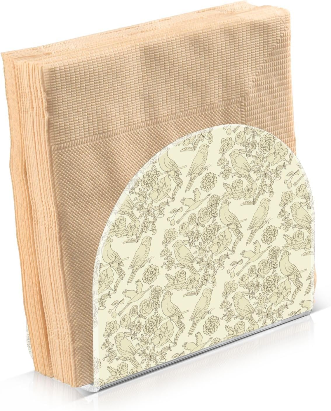 Servilletero retro floral pájaros para mesas, servilleteros de acrílico transparente para cócteles, cocina, restaurante, bar, decoración del hogar