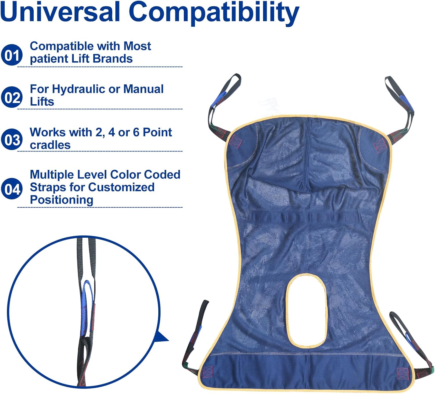 JGKwong Eslinga de elevación para pacientes con apertura (capacidad de 550 libras), correas de ayuda de elevación para silla de traslado para silla