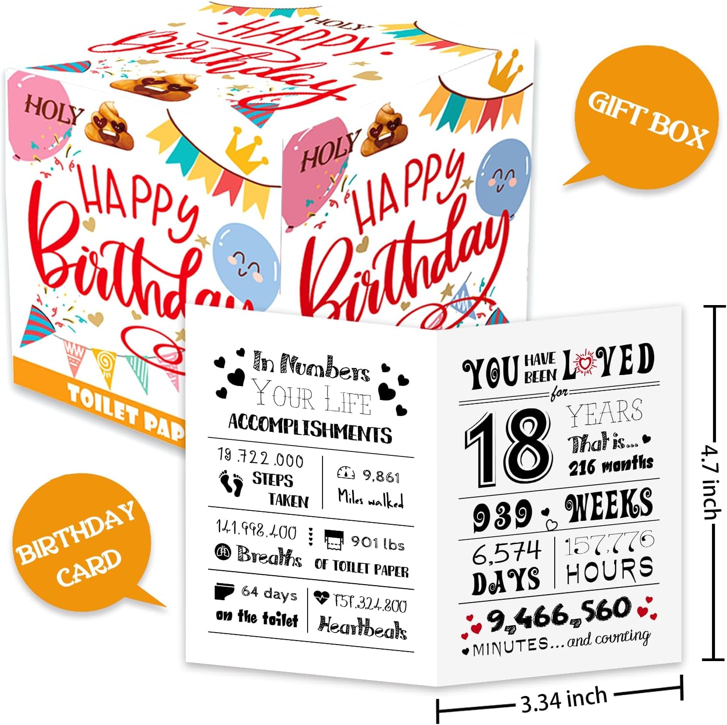 Regalos de cumpleaños número 18 para niñas y niños, papel higiénico de broma feliz de 4 capas, decoraciones de cumpleaños de 18 para hija e hijo,