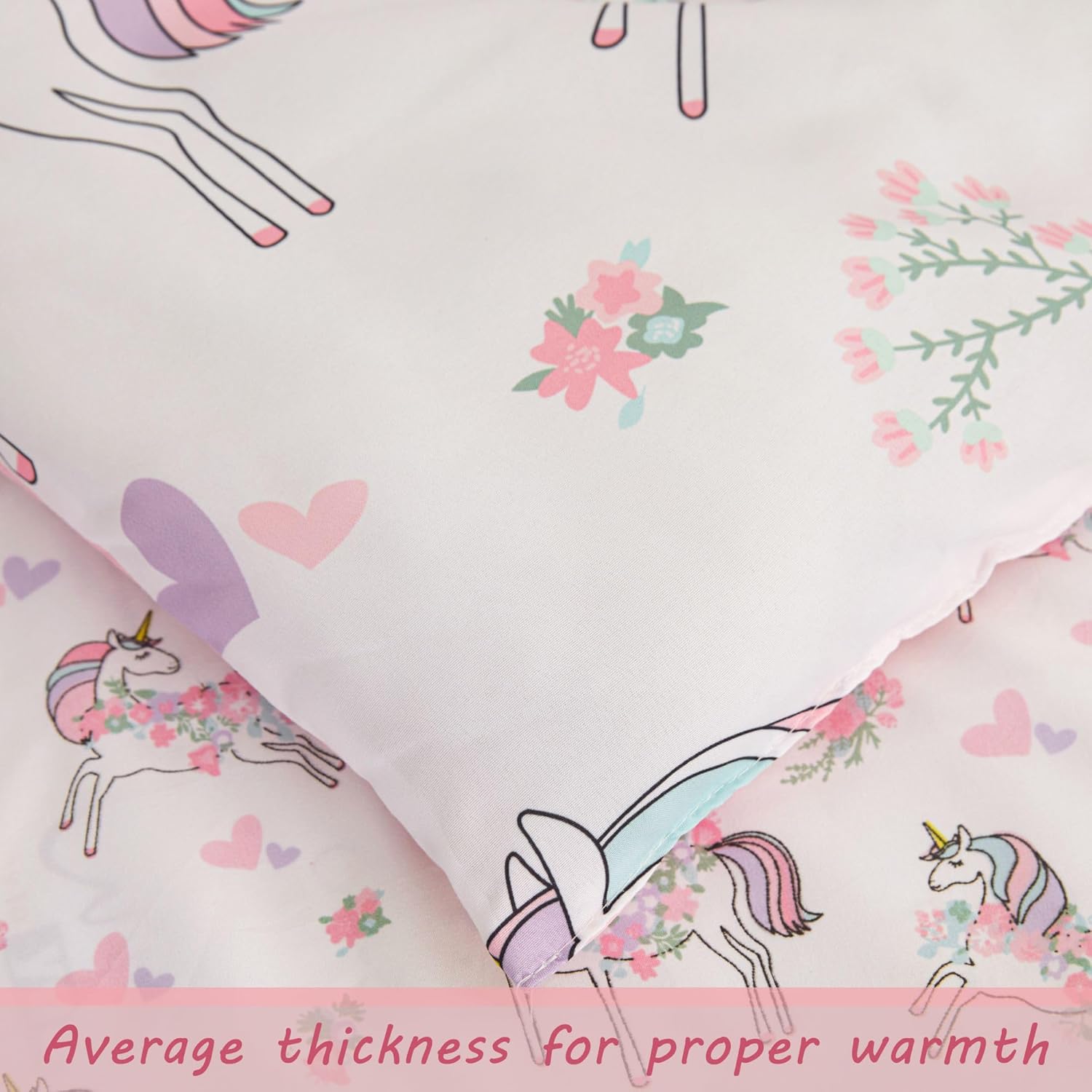 Viviland Juego de edredón de unicornio para niñas pequeñas, juego de ropa de cama de microfibra suave para niños pequeños