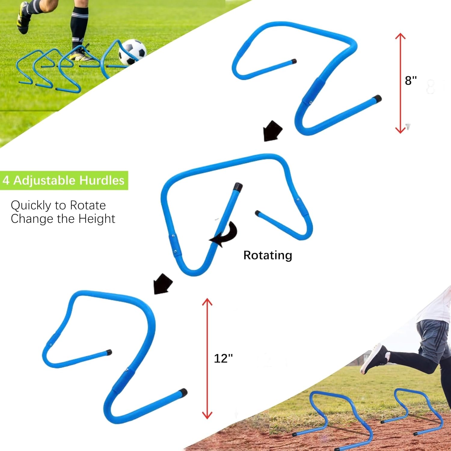 Agility Training Equipment, Kids Soccer Hurdles Agility Ladder Equipment Set Agility Training kit for Football, Soccer, Basketball Tennis,Speed
