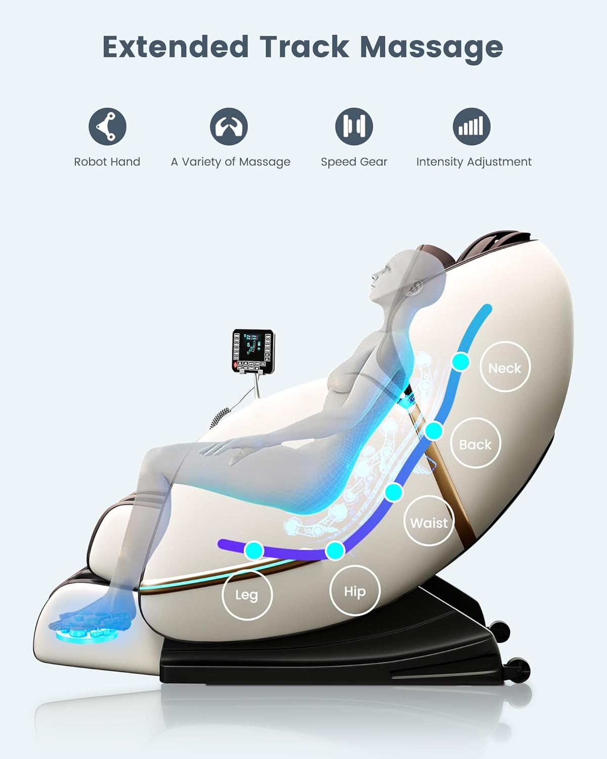Silla de masaje reclinable con gravedad cero, silla de masaje de cuerpo completo, bolsa de aire sin montaje con altavoz Bluetooth, rodillo de pie