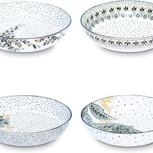 Portmeirion Inicio & Regalos Sara Miller London Artisanne Noir – Cuenco bajo para pasta con detalles dorados, 8.6 in Portmeirion Inicio & Regalos Sara Miller London Artisanne Noir – Cuenco bajo para pasta con detalles dorados, 8.6 in