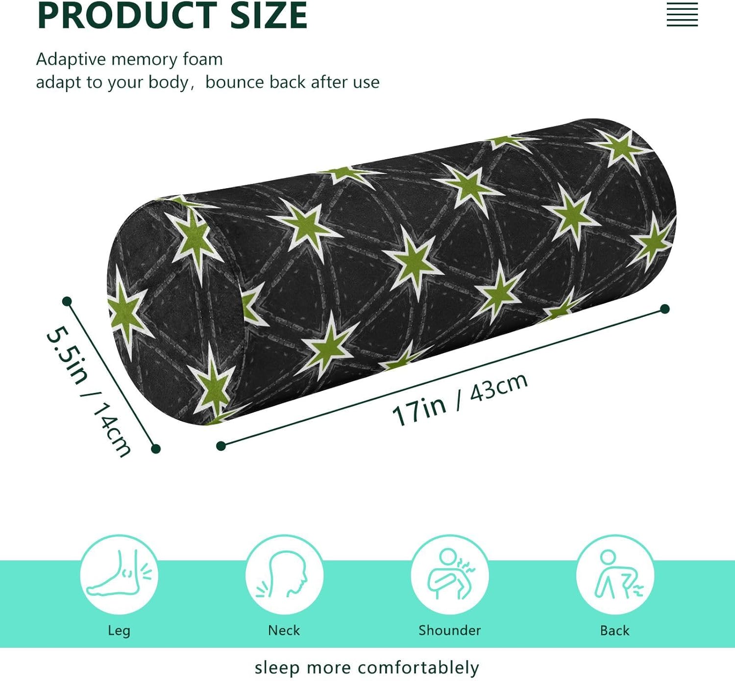 KLL Black Lattice Yoga Bolster Pillow Neck Roll Pillow Cover Round Pillow Form Round Cylinder Pillow Neck Support Car