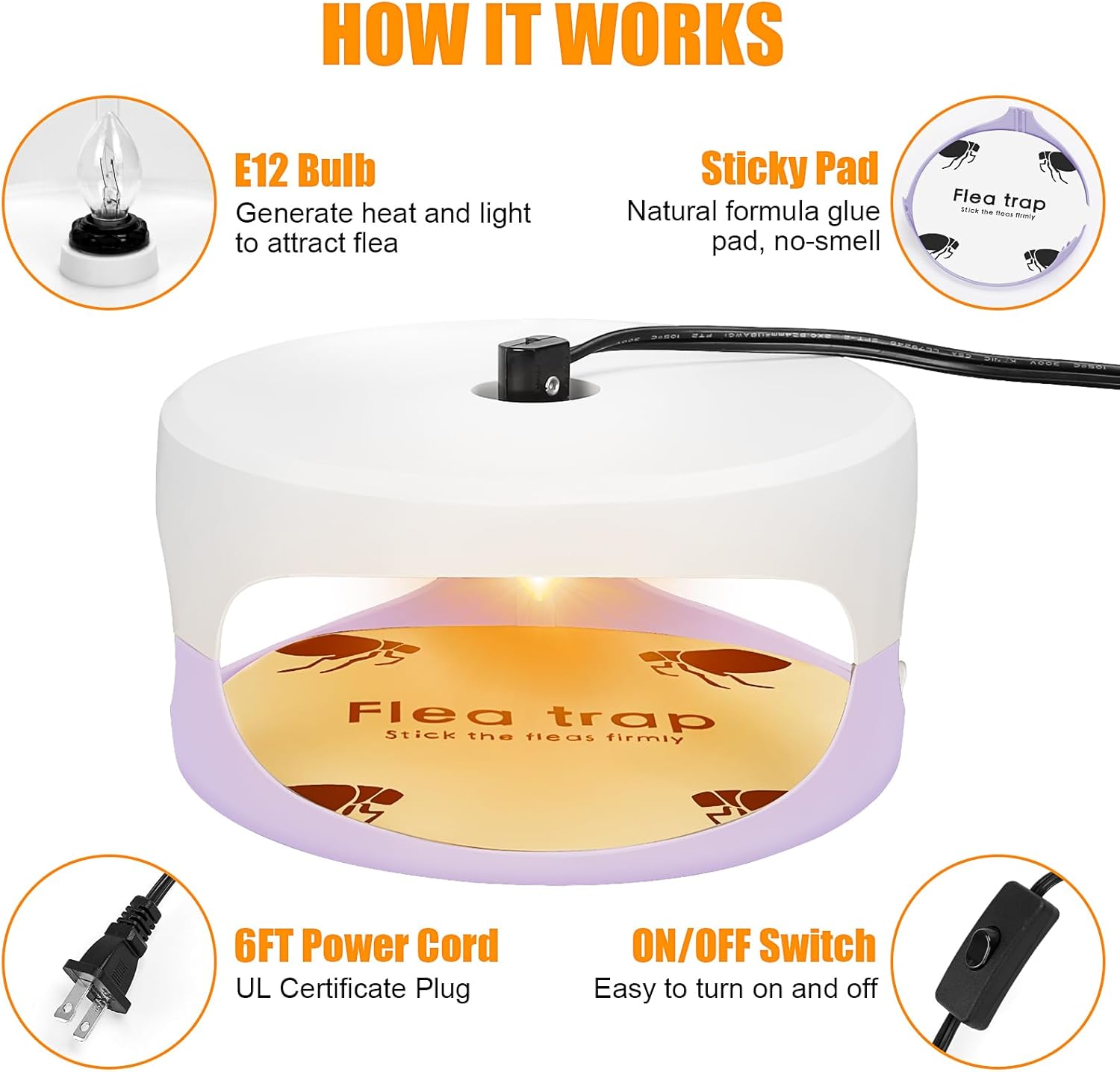 Trampas para pulgas para el interior de tu hogar, paquete de 2 unidades, nuevo asesino de pulgas para casa, trampas de luz para pulgas con
