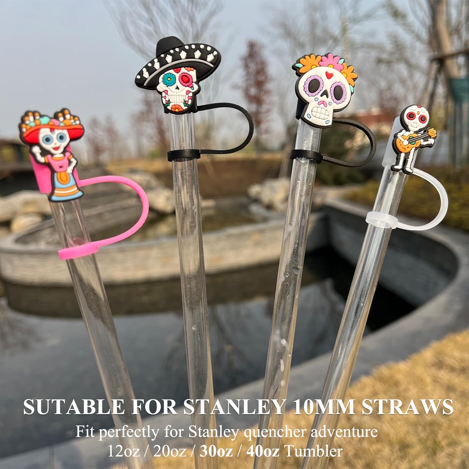 Cubierta de paja para copa Stanley, 4 unidades, compatible con popotes StanleyYeti de 0.394 in, protector de paja a prueba de polvo, tapa de paja