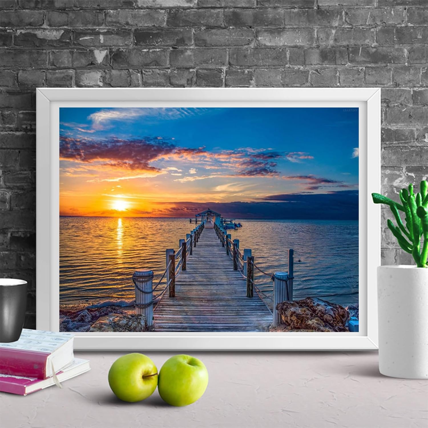 LEARTDYY Kit de pintura de diamantes, muelle de muelle de muelle de muelle amanecer con herramientas para decoración de pared del hogar, taladro