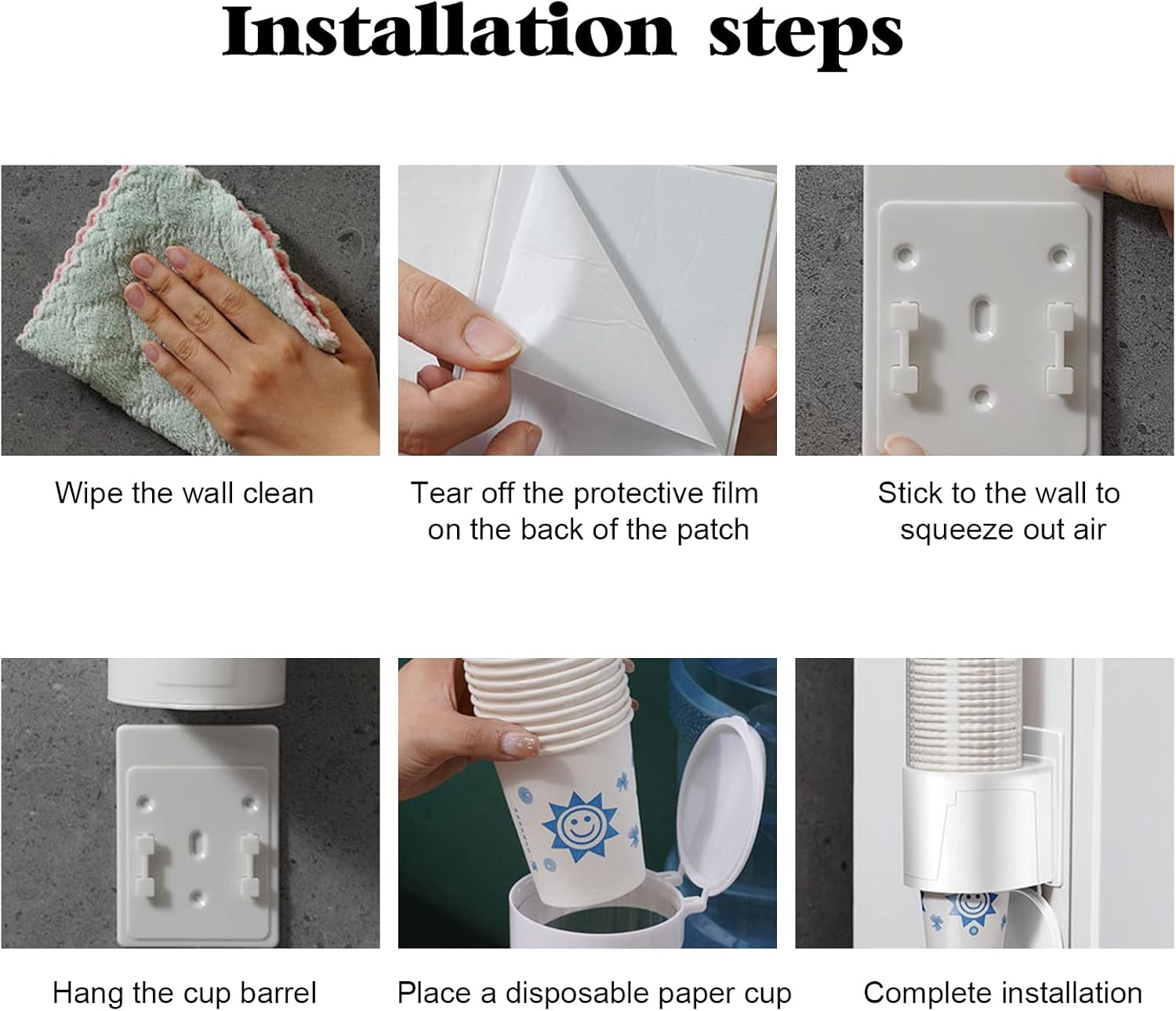 Dispensador de vasos de papel desechable, dispensador de tazas para tazas de cono o fondo plano de 5 onzas a 7 onzas, dispensador de tazas de