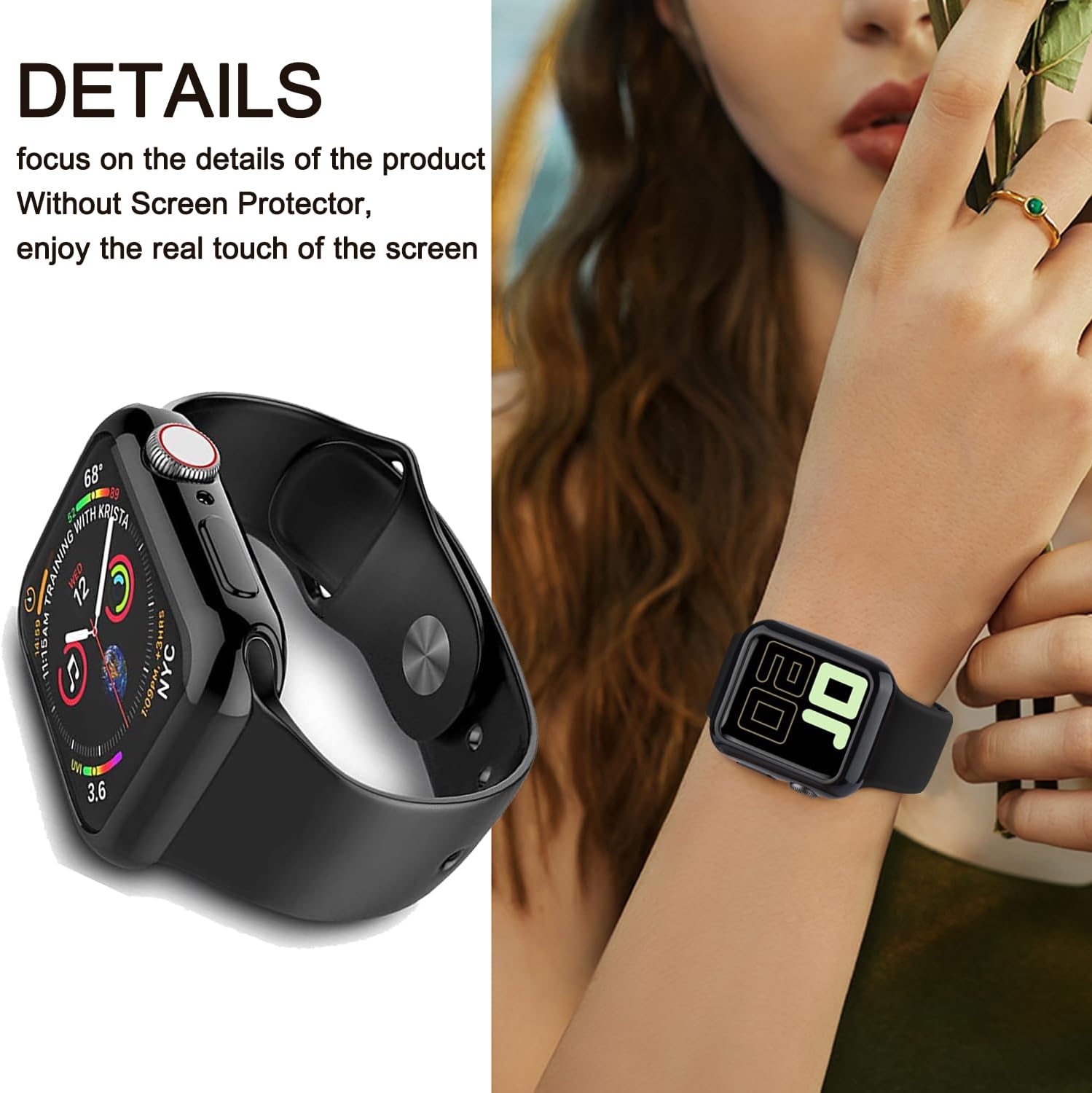 Mugust Funda de reloj de 1.732 pulgadas compatible con Apple Watch SESE2Series 6Series 5Series 4, suave, flexible, ultrafina, brillante, poliuretano