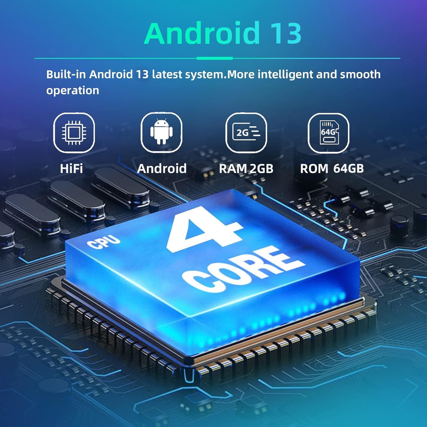 Podofo 2G+64G Doble Din Android 13 Estéreo de coche con Carplay inalámbrico Android Auto 9 “Pantalla táctil Radio de coche con WiFi Bluetooth