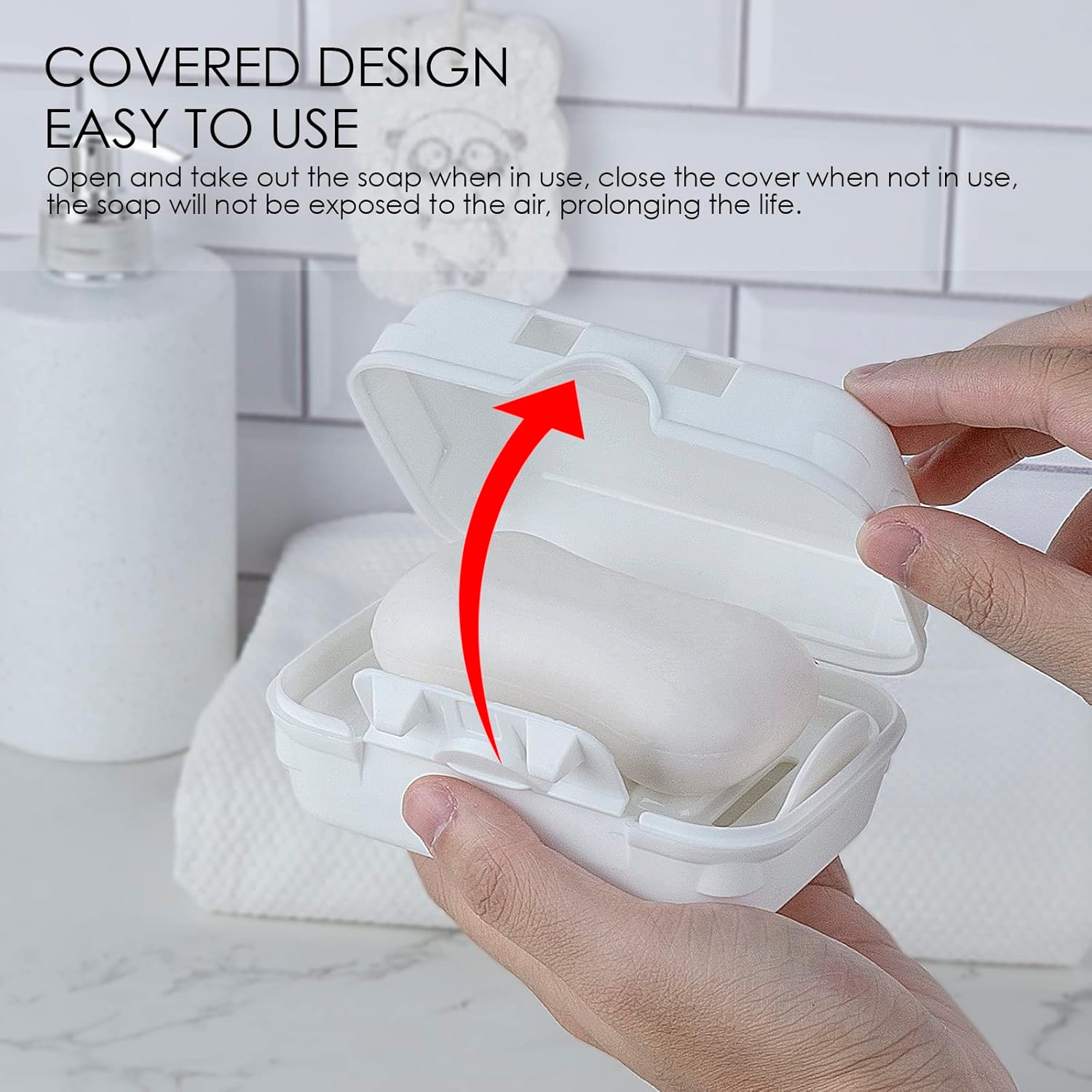 DODAMOUR Contenedor de jabón de viaje, 2 piezas, funda de jabón portátil con tapa, jabonera de plástico, para el hogar, al aire libre, senderismo,