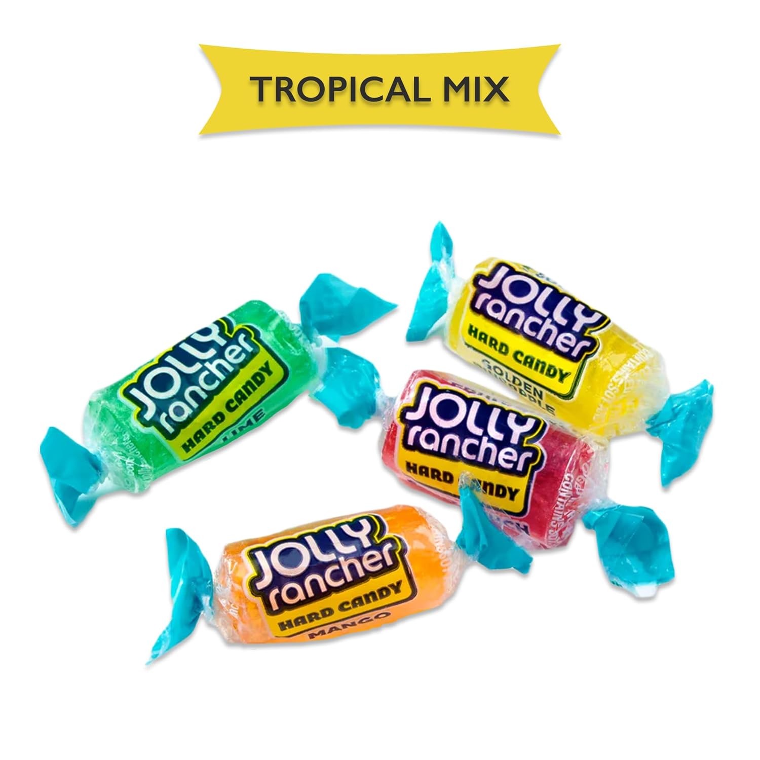 Tropical Jolly Ranchers – Bolsa de caramelos duros a granel de 2 libras. Golden Pineapple Jolly Ranchers, mango, lima y Jolly Ranchers Fruit Punch.