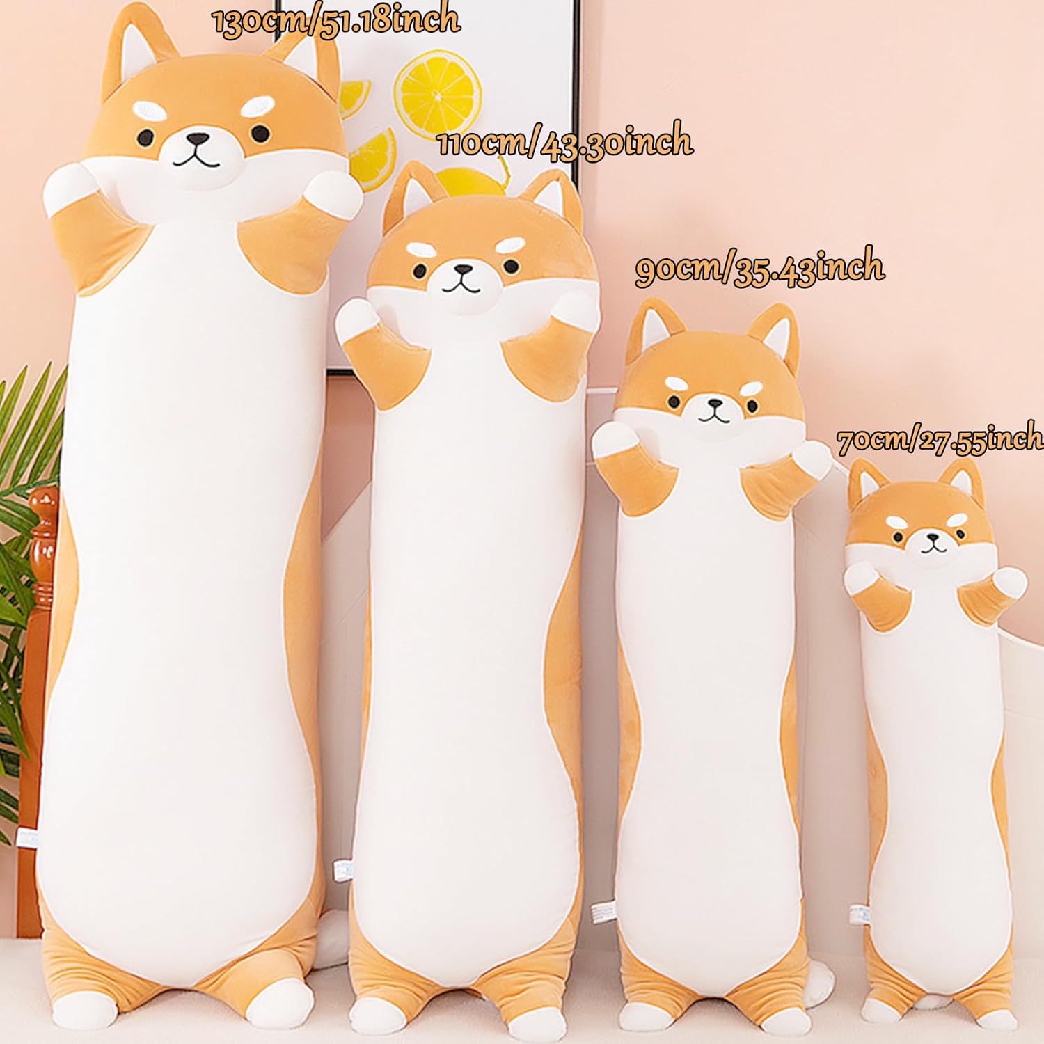 Almohada larga de peluche Shiba Inu gigante de peluche para perro Corgi, almohada para abrazar, cojín largo suave para dormir, regalos para niñas y
