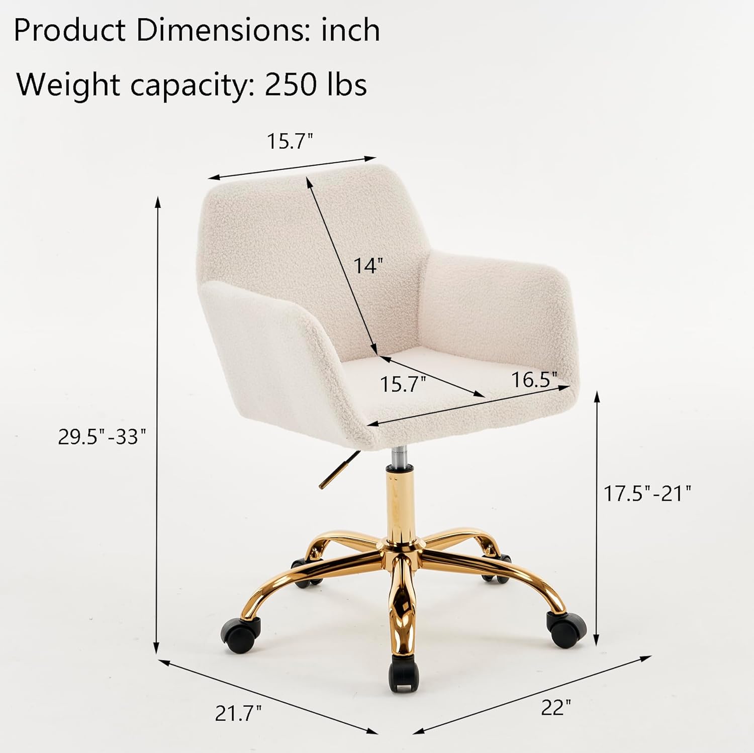 Silla de piel sintética blanca, moderna silla de oficina en casa con giratorio, altura ajustable, silla de maquillaje tapizada para mujeres y niñas