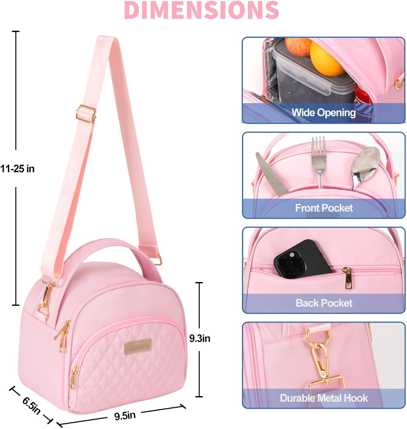 LLEGASTE Bolsas de almuerzo pequeñas para mujeres, loncheras para adultos, bolsas de almuerzo para el trabajo, bolsa de almuerzo aislada para mujeres